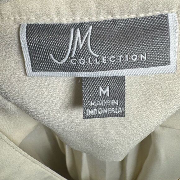 JM Collection ivory pleated back blouse top size medium - Picture 5 of 6